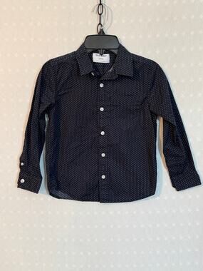 Old Navy Boys Size S 6-7 Black Polka Dot Button Up Dress Shirt